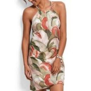 Tommy Bahama Flamingo Swirl Dress Coral Tie Green White Small Petit Summer